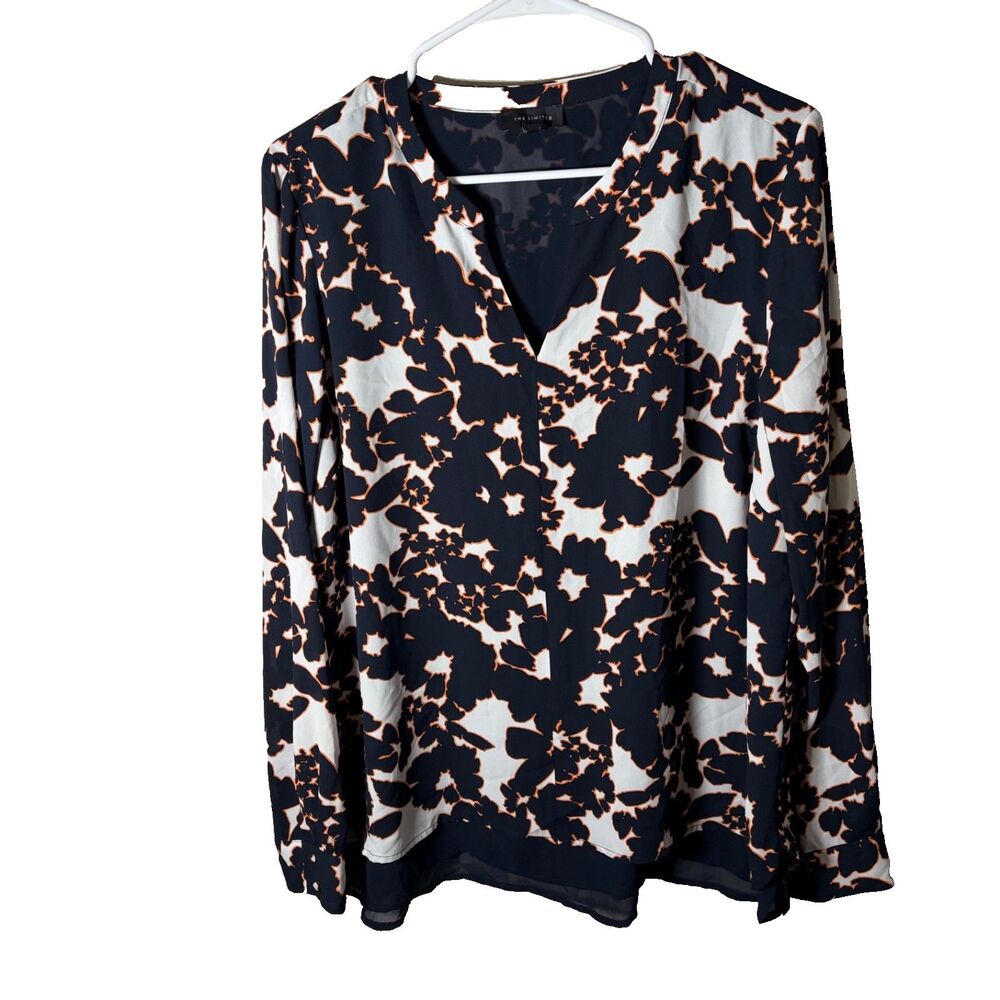 The Limited Blouse Women's XL V-Neck Colorful Long Sleeve Printed Shirt Top
